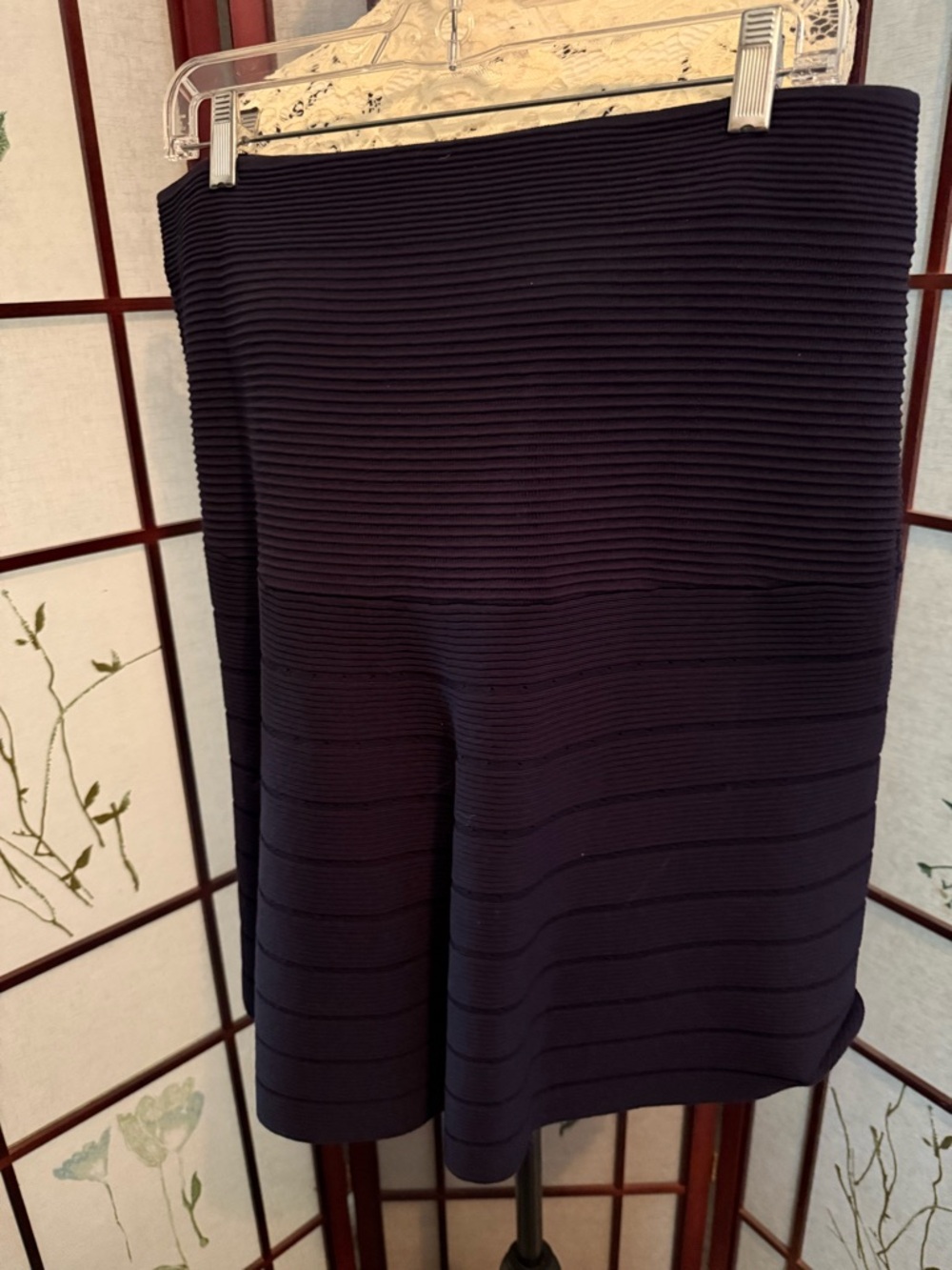 Promod Navy Knit Skirt with Red Accent